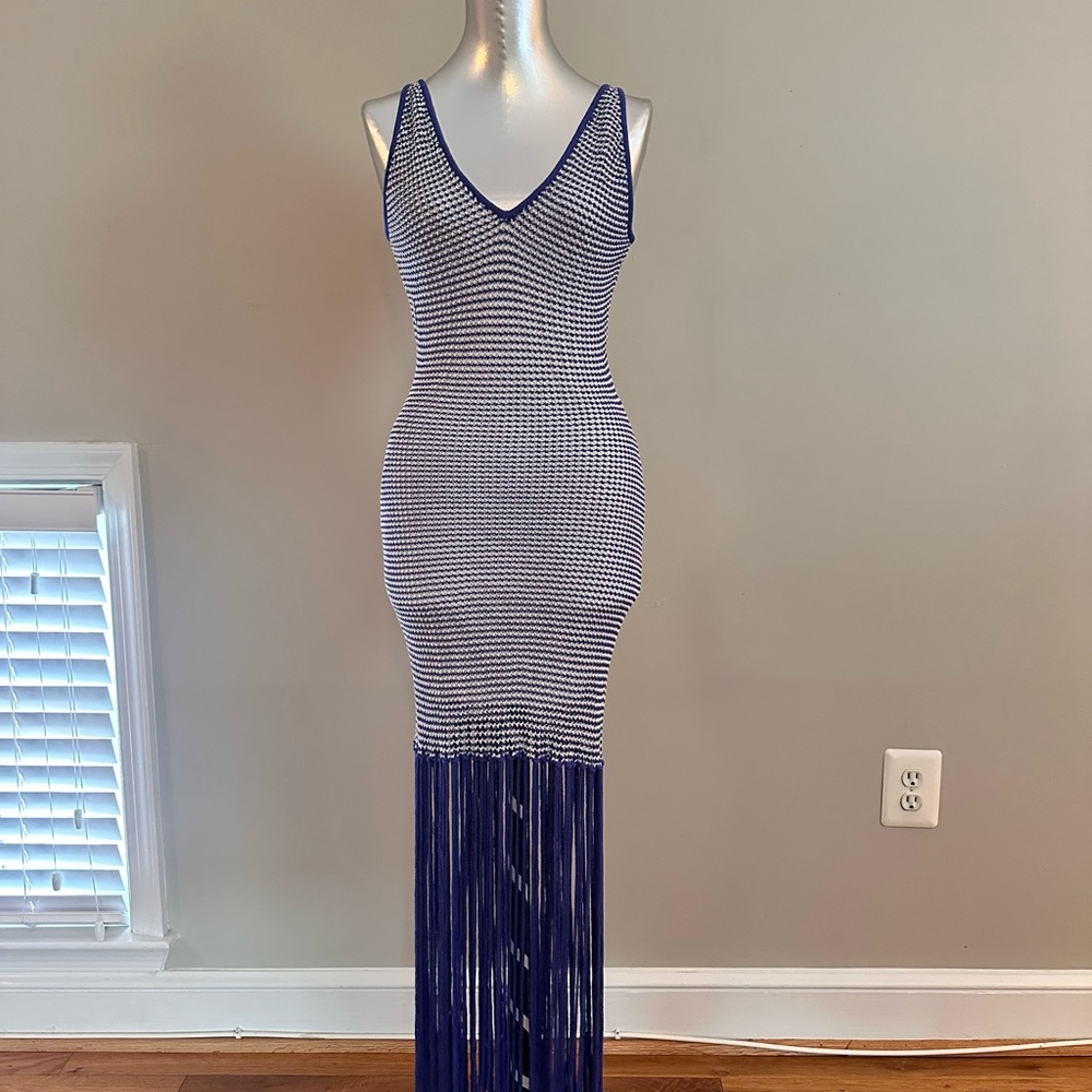 Staud Blue Knit Maxi Dress